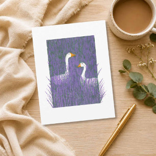 Postale Oie élégante dans un jardin de lavande Carte posta