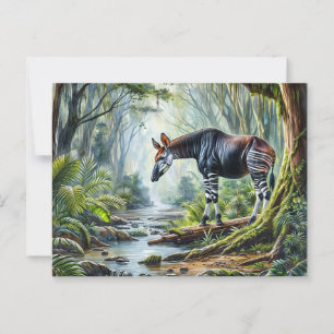 Postale Okapi dans Rainforest Wildlife Watercolor Carte Po