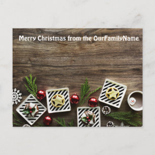 Postale Ornements en Bois Rustiques Carte de Noël Personna