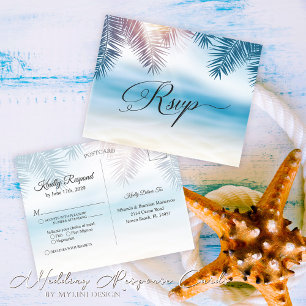 Postale Palm Tree Tropical Island Beach Mariage Carte RSVP