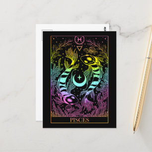 Postale Panneau Zodiac Pisces Carte Tarot
