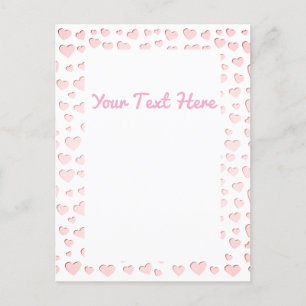 Postale Papier moulé en forme de coeur rose coupé Carte po