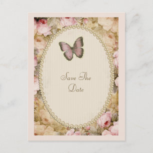 Postale Papillon Roses Anciennes, Notes de Musique Carte d