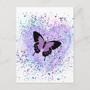 Postale Papillon Violet et Carte de Peinture