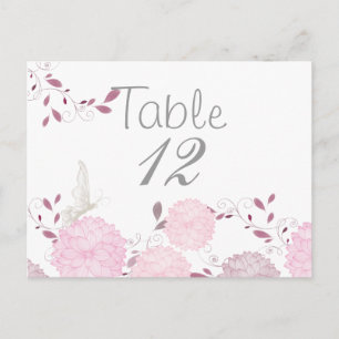 Postale Papillons et chrysanthèmes roses Carte Table