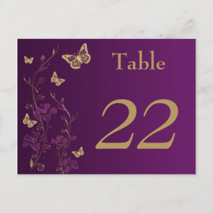 Postale Papillons floraux mauve, or Carte Numéro de tablea