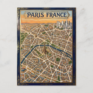Postale Paris France Carte Art Peinte Émail