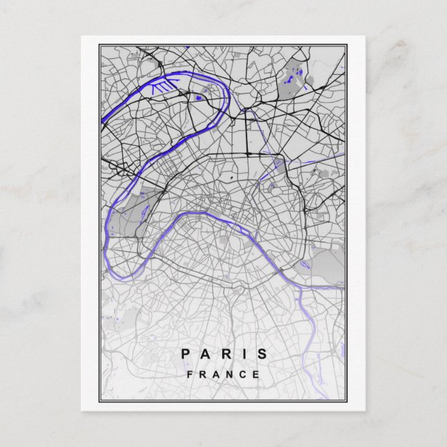 Postale Paris-France - Carte de la ville moderne (Devant)