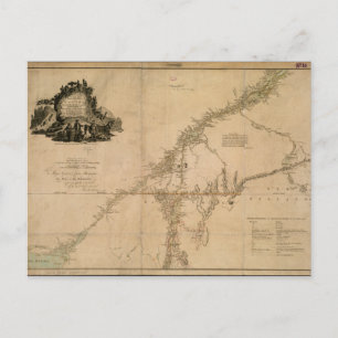 Postale Partie habitée du Canada en 1777 Carte