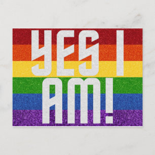 Postale PARTIES SCINTILLANT LGBT Oui Je Suis ! Carte de so