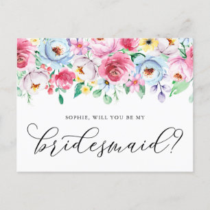 Postale Pastel Flowers Serez-Vous Ma Carte D'Épouse