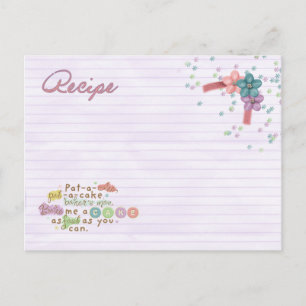 Postale pat une carte de recette de gâteau