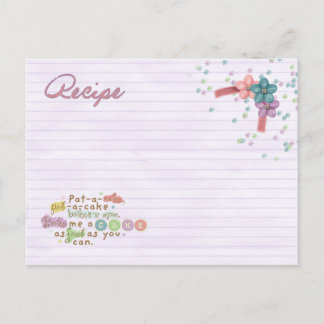 Postale pat une carte de recette de gâteau