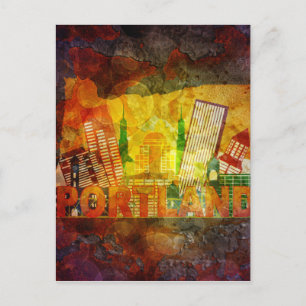 Postale Paysage d'Oregon City sur fond de carte Illustrati