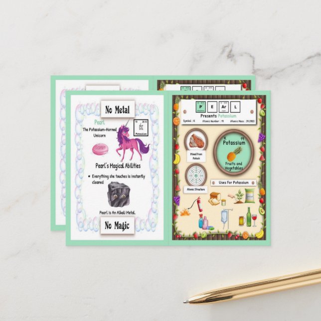 Postale Pearl - Potasium Horn Carte de jeu Unicorn (Devant/Arrière en situation)