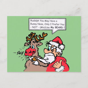 Postale Père Noël & Rudolph Funny Cartoon Cust. Carte post