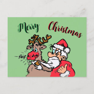 Postale Père Noël & Rudolph Joyeux croûte de Noël. Carte p