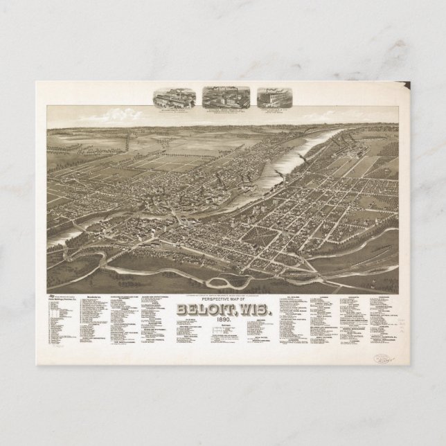 Postale Perspective Carte de Beloit, Wisconsin (1890) (Devant)