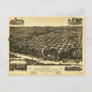 Postale Perspective Carte de Tuskaloosa Alabama (1887)