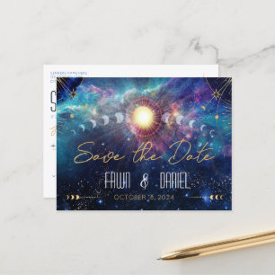 Postale Phase de la lune céleste Enregistrer la date Carte