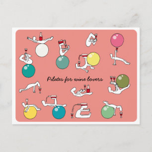 Postale Pilates pour les amateurs de vin carte postale, sa