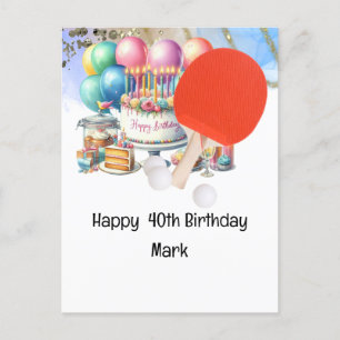 Postale Ping pong Table Tennis 40e Anniversaire Carte Boss