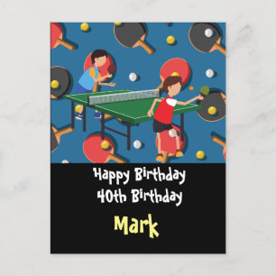 Postale Ping pong Table Tennis Carte Anniversaire