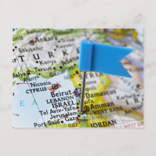 Postale Pingle de carte placée à Jérusalem, Israël sur la 