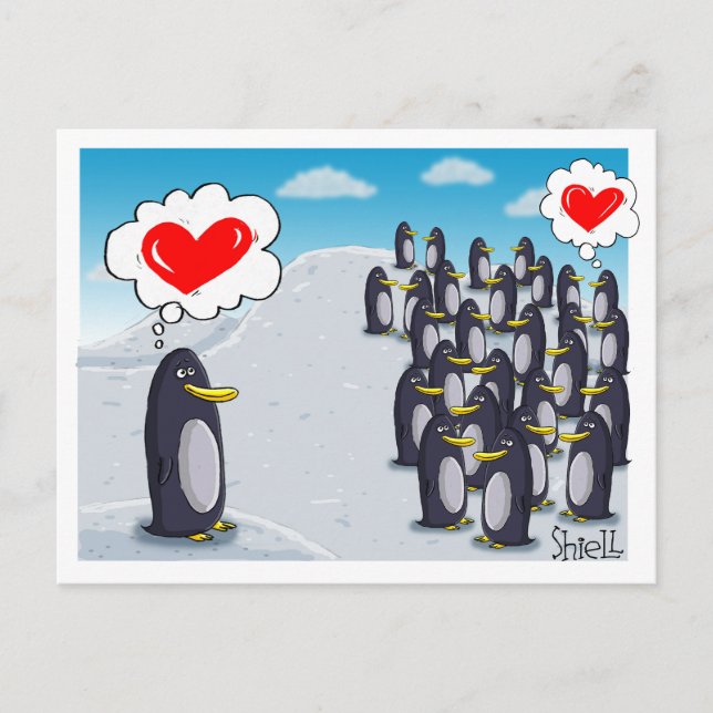 Postale Pingouin Love for Valentines drôle carte valentine (Devant)