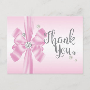 Postale PINK bow élégant carte de remerciements