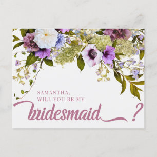 Postale Pink Purple Flowers Serez-Vous Ma Carte De Femme D