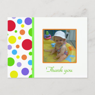 Postale Polka-point coloré : Photo : Carte de remerciement