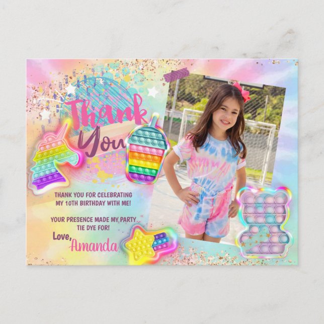Postale pop it fidget Tie Dye Rainbow Photo Carte de remer (Devant)