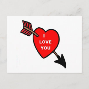 Postale Poster Carte Flèche Tru Coeur Rouge, Je Vous Aime