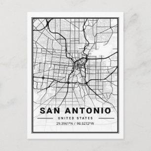 Postale Poster de la carte de San Antonio Texas USA Travel