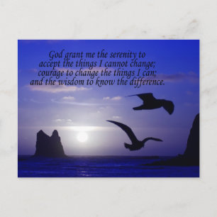 Postale prière de sérénité double oiseau blues carte posta
