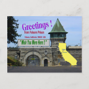 Postale Prison Folsom "Souhaite que tu sois là" carte post