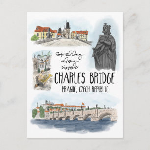 Postale Promenade sur le pont Charles Prague - Carte posta