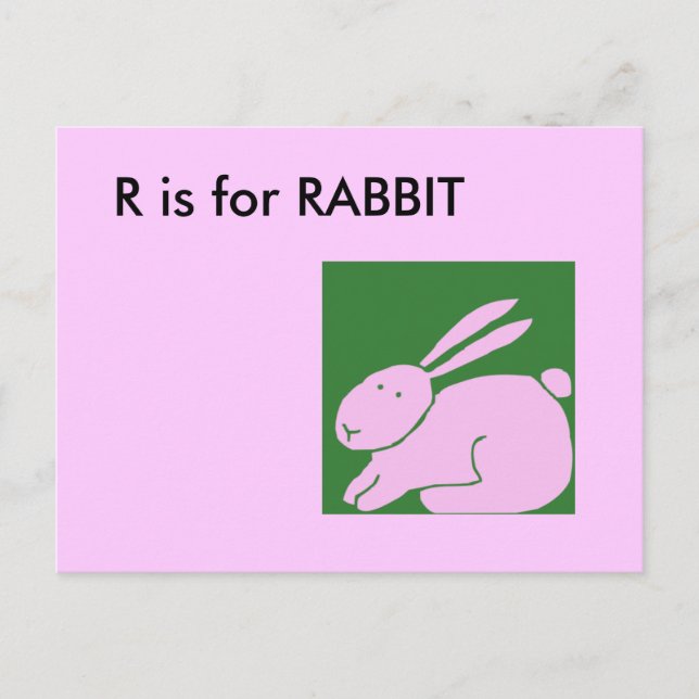 Postale "R" est pour Lapin Carte Flash Alphabet (Devant)
