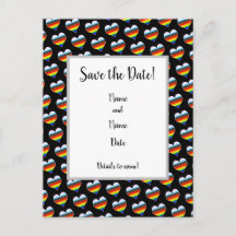 Rainbow Heart Motif Enregistrer la date Carte post
