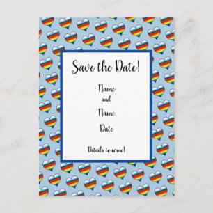 Postale Rainbow Heart Motif Enregistrer la date Carte post