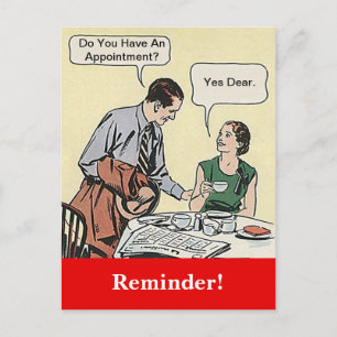 Postale Rappel de rendez-vous de couple rétro par carte po