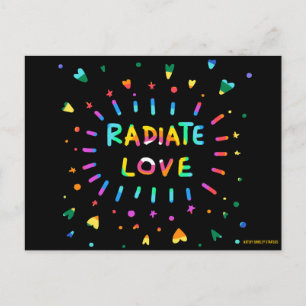 Postale Rayonner l'amour coloré peinture noir carte postal