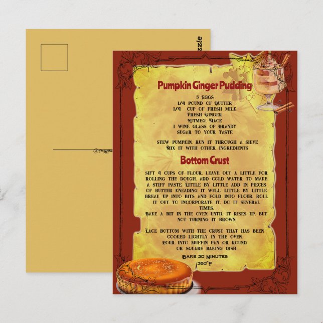 Postale RECETTE POUR CITROUILLE DE VACANCES | Carte postal (Devant / Derrière)