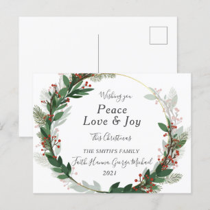 Postale Red Peace Love Jove Family Joyeux Noël Carte posta