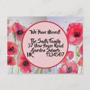 Postale Red Poppy Nouvelle Adresse Carte Postale, Nous Dém