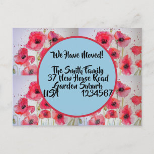 Postale Red Poppy Nouvelle Adresse Carte Postale, Nous Dém