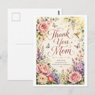 Postale Remerciement Sincère Maman Carte de Jardin en Fleu