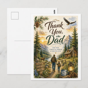 Postale Remerciement Sincère Papa Carte d'Aventure en Forê
