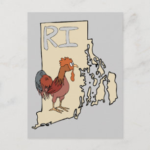 Postale Rhode Island RI Carte et dessin sur l'art du poule